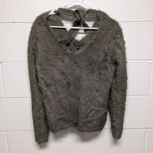 BANANA REPUBLIC (Small) Eyelash Fuzzy Cozy Olive Green Sweater Merino Wool Blend